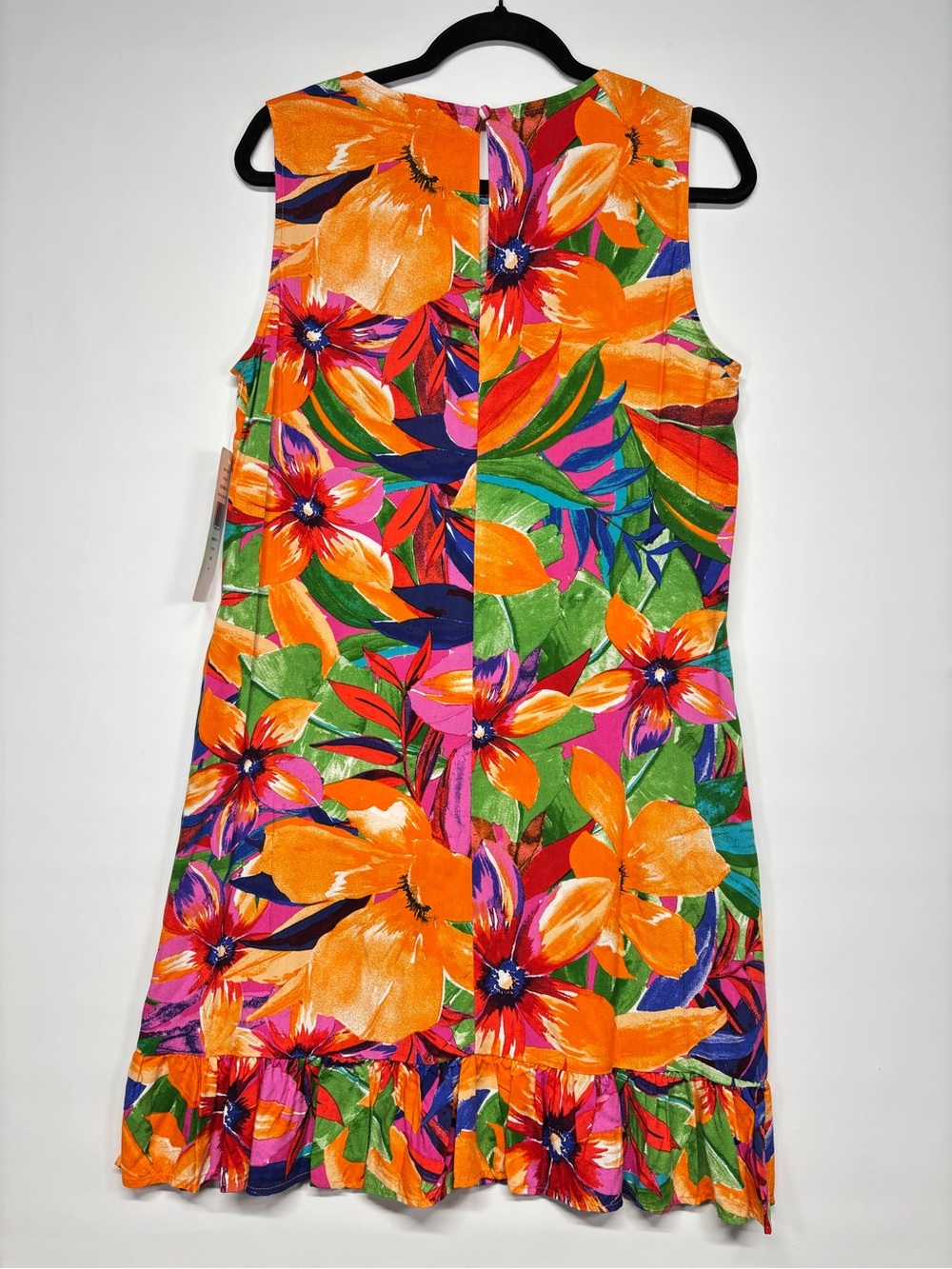 ✨MSK Women’s Sleeveless Tropical Ruffle Hem Shift Dress Size M - Picture 6 of 14